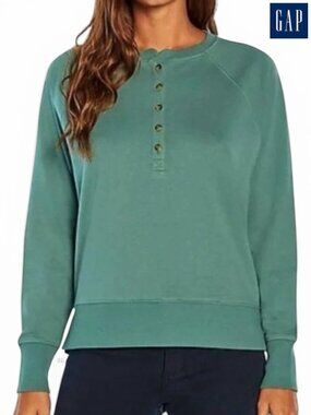 GAP Ultra Soft Henley Sweatshirt – Sage Green – XS (Fits S/M) – NWT